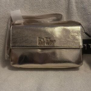 Nicole by Nicole Miller Gold Clutch with Luxurious Metallic Finish